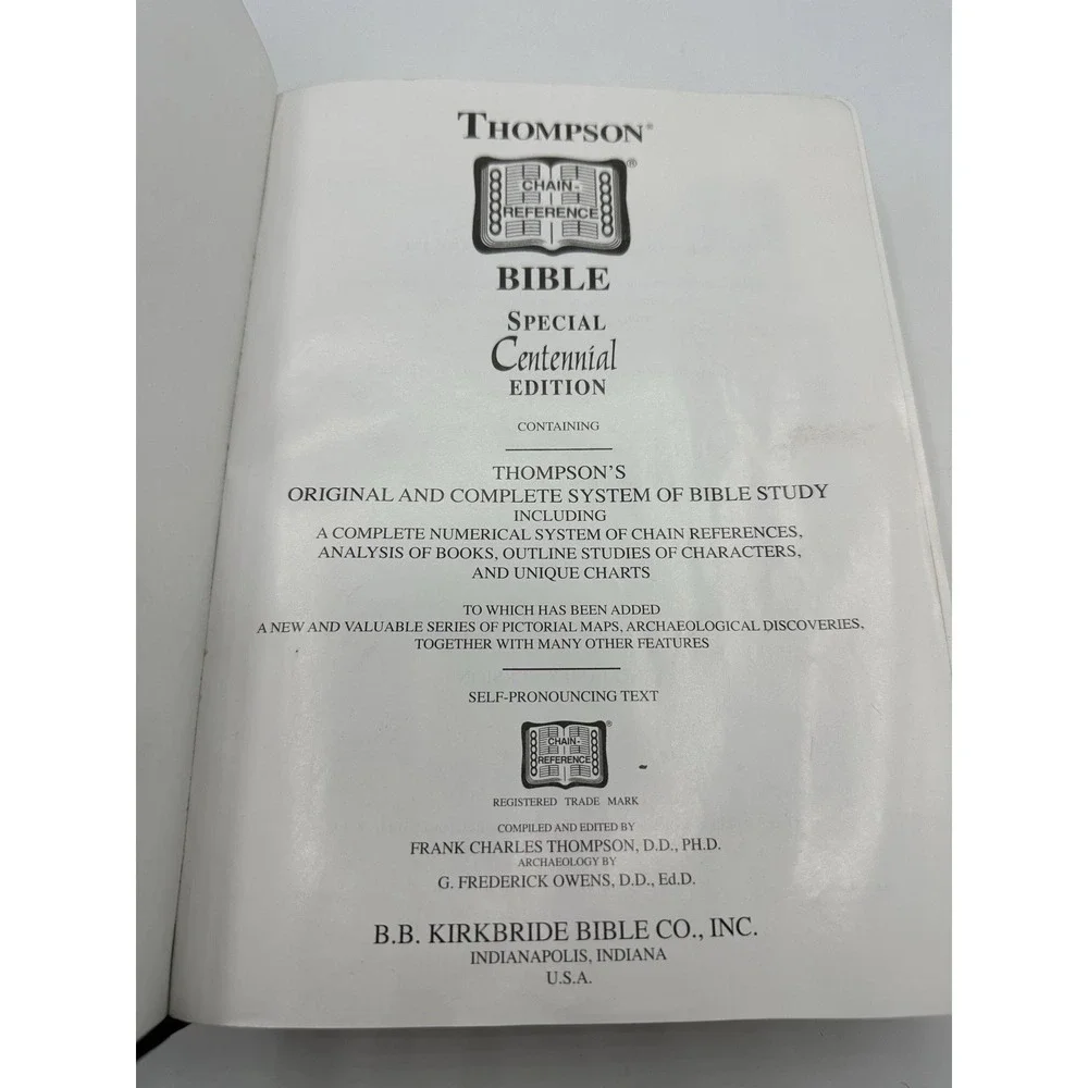 KJV Thompson Chain Reference Bible Special Centennial Red Letter Kirkbride